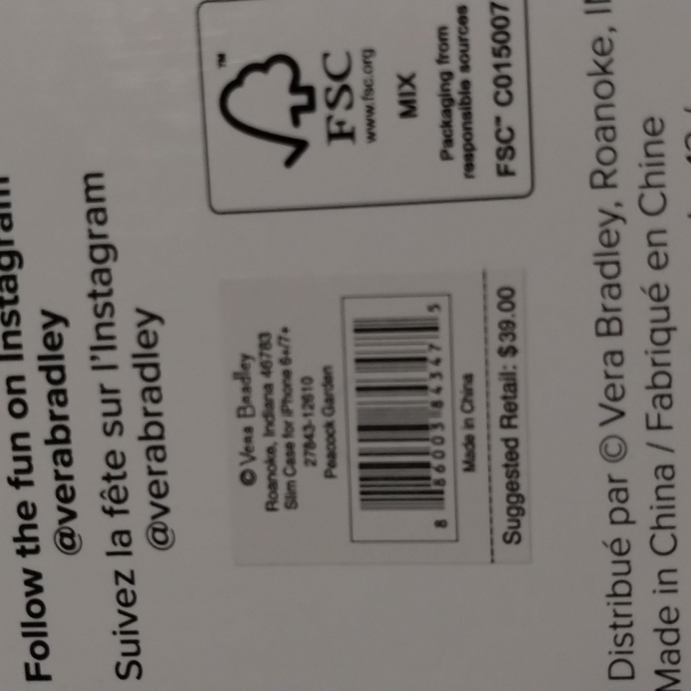 NIB Vera Bradley iphone 6+/7+ phone case - Picture 5 of 5